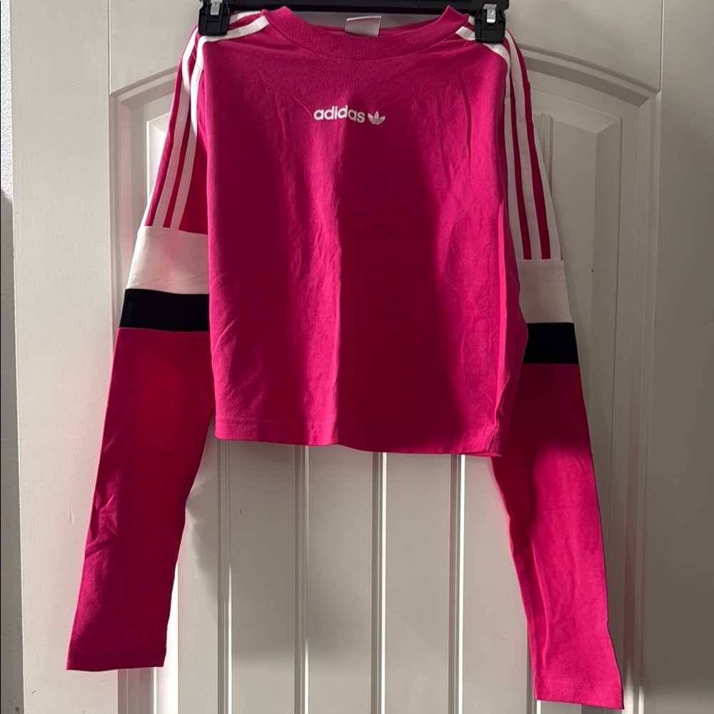 Adidas Pink Long Sleeve Crop Top